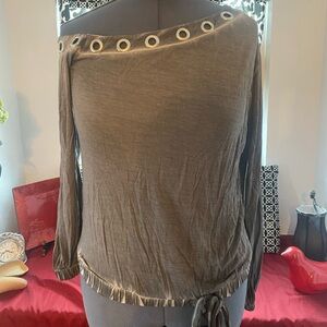 VENUS Long Sleeve Tee with Grommet Detail